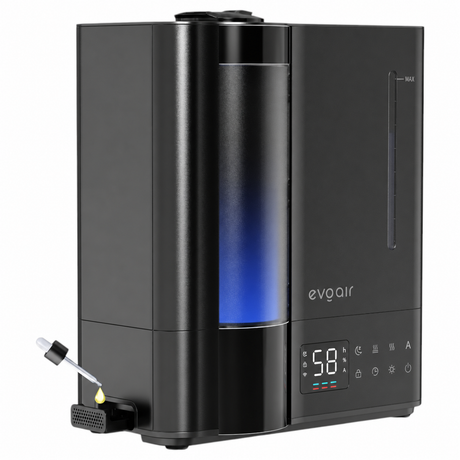 Resigilat! Umidificator Evoair Misto Duo Smart, Wifi, Rezervor 8 L, Capacitate de umidificare 600 ml/h, Ceata Calda si Rece, Senzor de Umiditate, Lumină ambientală RGB, Negru