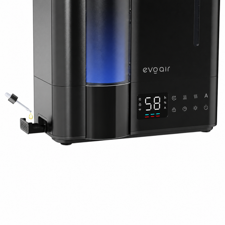 Resigilat! Umidificator Evoair Misto Duo Smart, Wifi, Rezervor 8 L, Capacitate de umidificare 600 ml/h, Ceata Calda si Rece, Senzor de Umiditate, Lumină ambientală RGB, Negru