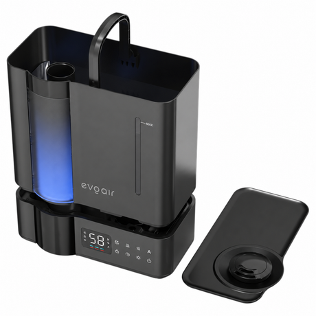 Resigilat! Umidificator Evoair Misto Duo Smart, Wifi, Rezervor 8 L, Capacitate de umidificare 600 ml/h, Ceata Calda si Rece, Senzor de Umiditate, Lumină ambientală RGB, Negru