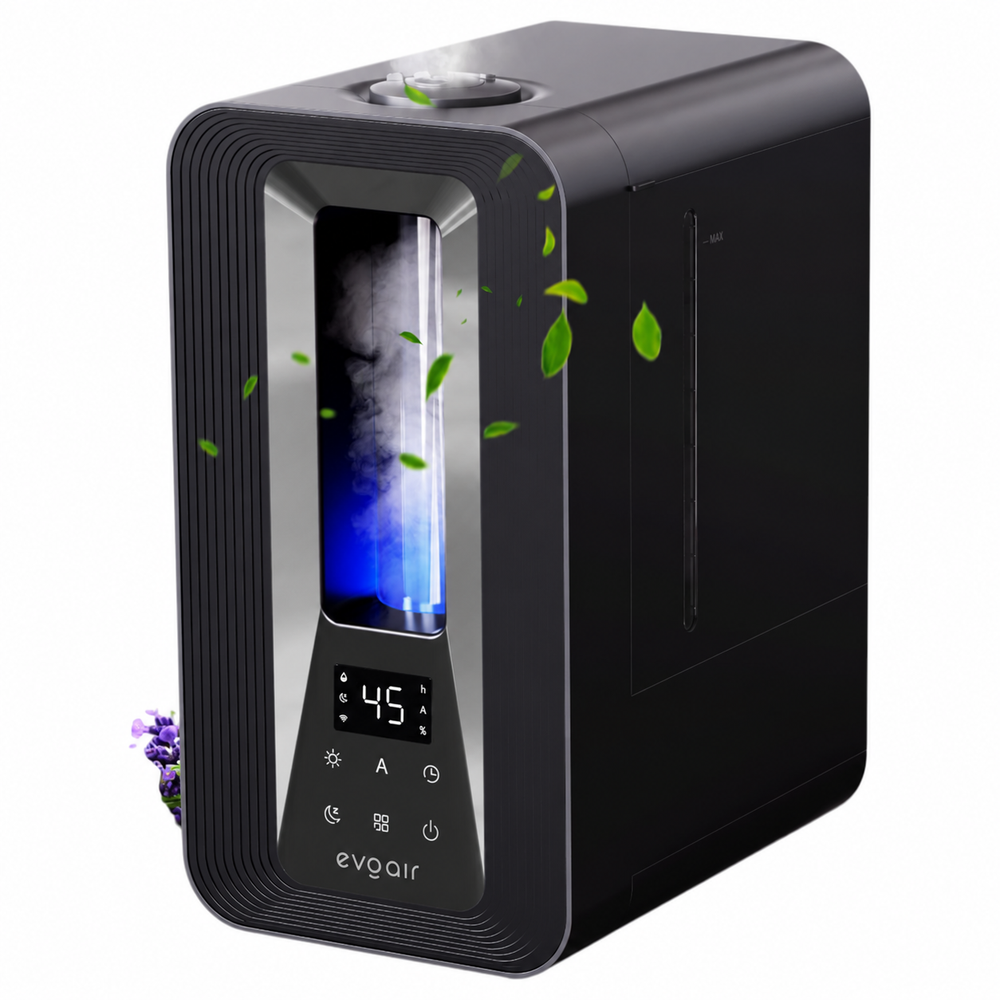 Umidificator Evoair Misto Smart, Wifi, Rezervor 5 L, Capacitate de umidificare 250 ml/h, Senzor de Umiditate, Lumină ambientală RGB, Negru