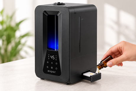 Umidificator Evoair Misto Smart, Wifi, Rezervor 5 L, Capacitate de umidificare 250 ml/h, Senzor de Umiditate, Lumină ambientală RGB, Negru