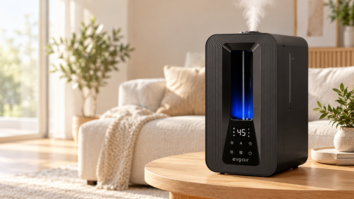Resigilat! Umidificator Evoair Misto Smart, Wifi, Rezervor 5 L, Capacitate de umidificare 250 ml/h, Senzor de Umiditate, Lumină ambientală RGB, Negru