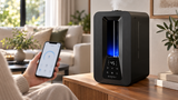 Resigilat! Umidificator Evoair Misto Smart, Wifi, Rezervor 5 L, Capacitate de umidificare 250 ml/h, Senzor de Umiditate, Lumină ambientală RGB, Negru