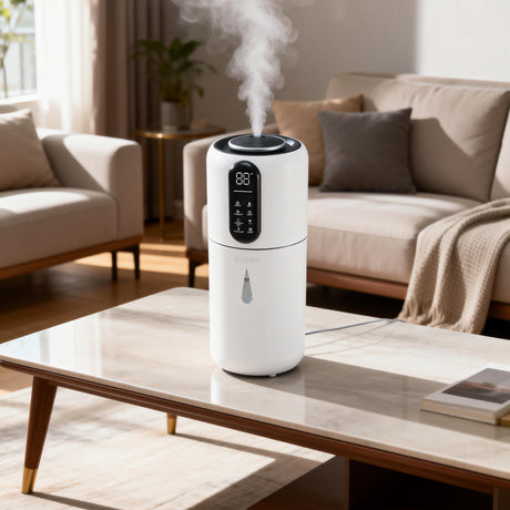Umidificator Evoair STEAMIX3800 Smart, Wifi, Rezervor 3.8L, Capacitate de umidificare 300ml/h, Senzor umiditate, Mod Auto, Autonomie 13 ore, Lampă UVA, Aromaterapie, Indicator umiditate și temperatură, Telecomandă, Alb