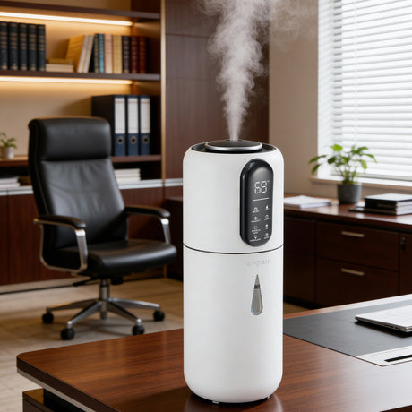 Umidificator Evoair STEAMIX3800 Smart, Wifi, Rezervor 3.8L, Capacitate de umidificare 300ml/h, Senzor umiditate, Mod Auto, Autonomie 13 ore, Lampă UVA, Aromaterapie, Indicator umiditate și temperatură, Telecomandă, Alb
