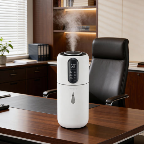 Umidificator Evoair STEAMIX3800 Smart, Wifi, Rezervor 3.8L, Capacitate de umidificare 300ml/h, Senzor umiditate, Mod Auto, Autonomie 13 ore, Lampă UVA, Aromaterapie, Indicator umiditate și temperatură, Telecomandă, Alb