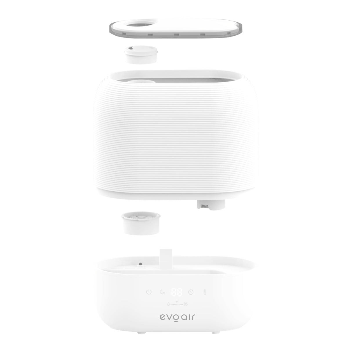 Umidificator Evoair UMIVA 4700 Smart, Wifi, Rezervor 4.8L, Capacitate de umidificare 400ml/h, Senzor umiditate, Mod Auto, Autonomie ≥9.5 ore, Aromateriapie, Indicator umiditate și temperatură, Alb