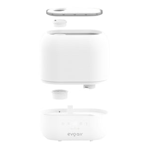 Umidificator Evoair UMIVA 4700 Smart, Wifi, Rezervor 4.8L, Capacitate de umidificare 400ml/h, Senzor umiditate, Mod Auto, Autonomie ≥9.5 ore, Aromateriapie, Indicator umiditate și temperatură, Alb