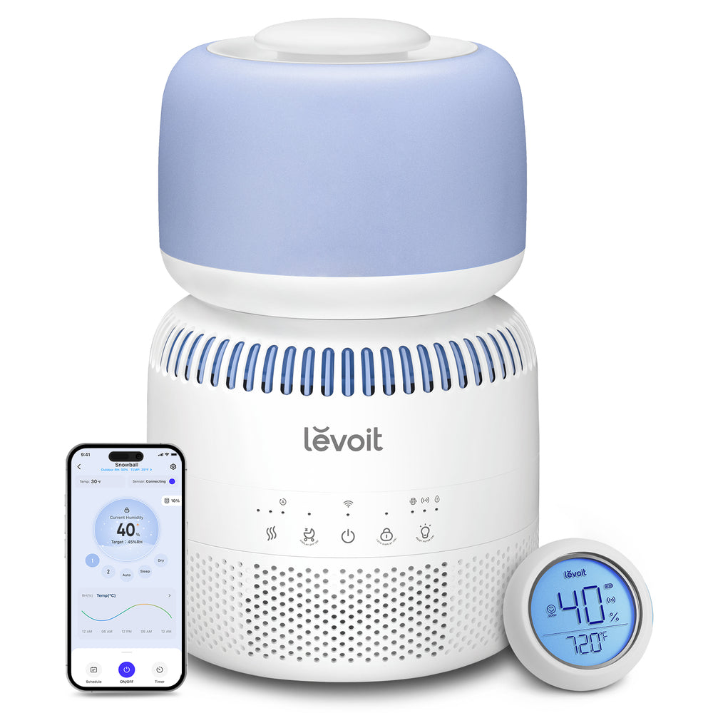 Umidificator aer Levoit Sprout Baby Evaporativ Smart, Rezervor 3.8l, 280ml/h, Senzor extern de umiditate, Comandă vocală, Funcție Auto-Drying, Albastru