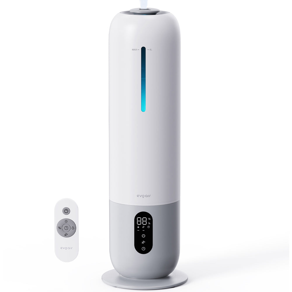 Umidificator aer Evoair Umio, Lampa UV, 3 trepte umidificare, Indicator Umiditate, Duză de Ceață, Aromaterapie, Telecomandă, Alb