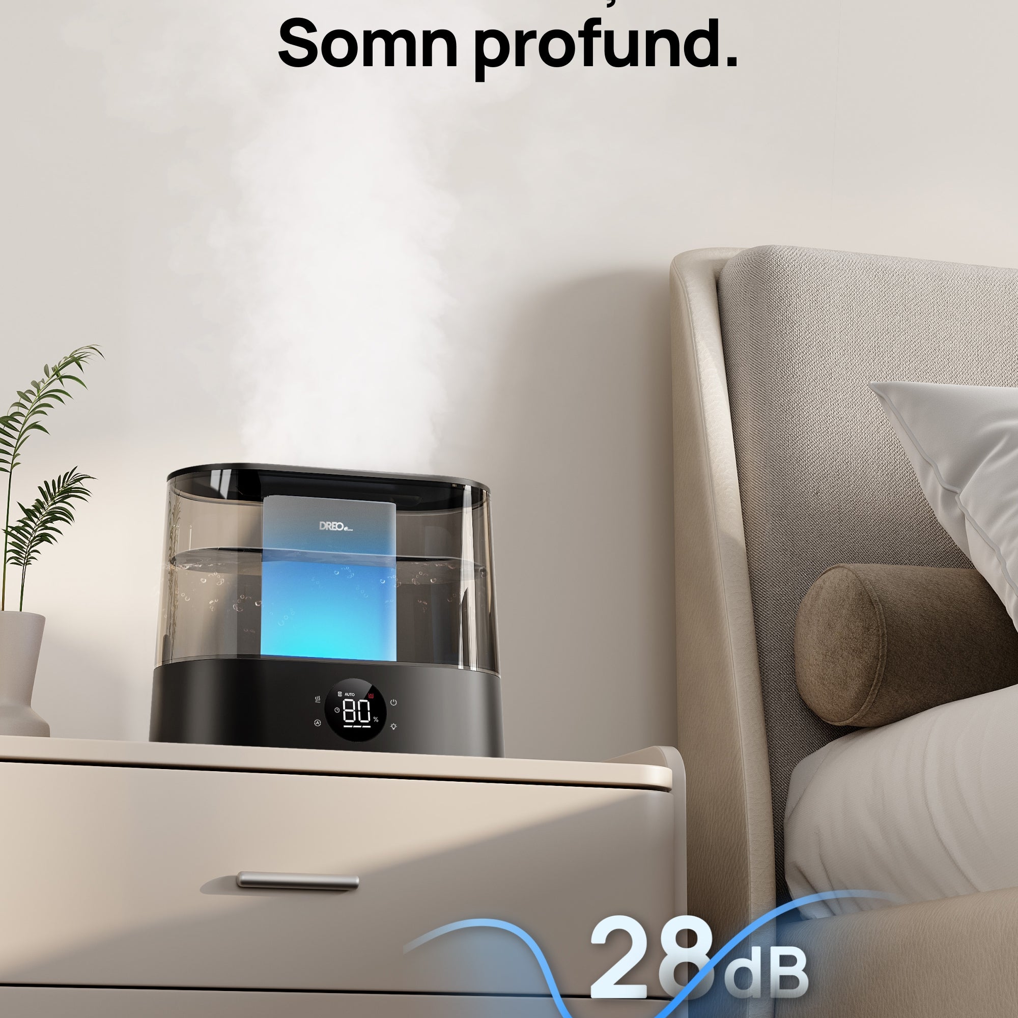 Umidificator aer Dreo DR-HHM010S Smart, Rezervor 4l, 250ml/h, 3 trepte umidificare, Senzor de Umiditate, Mod Auto, Aromaterapie, Negru