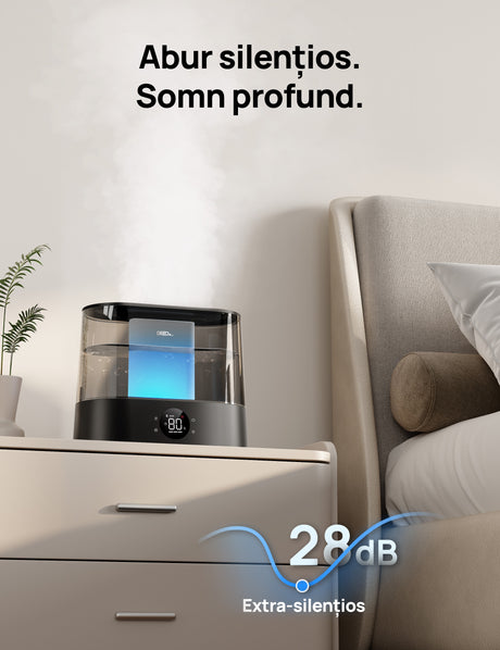 Resigilat! Umidificator aer Dreo 420S Smart, Rezervor 4l, 250ml/h, 3 trepte umidificare, Senzor de Umiditate, Indicator Umiditate,Mod Auto, Aromaterapie, Negru