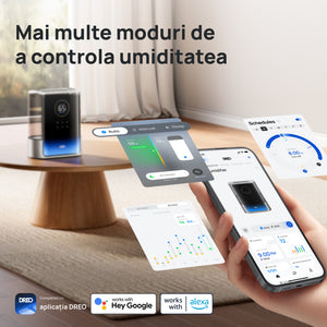 Umidificator de aer Dreo 717S Smart, Rezervor 8L, 550ml/h, Ceață caldă și rece, Autonomie până la 80h, Acoperire 56m², Senzor umiditate, Indicator Umiditate, Temporizator, Aromaterapie, Negru