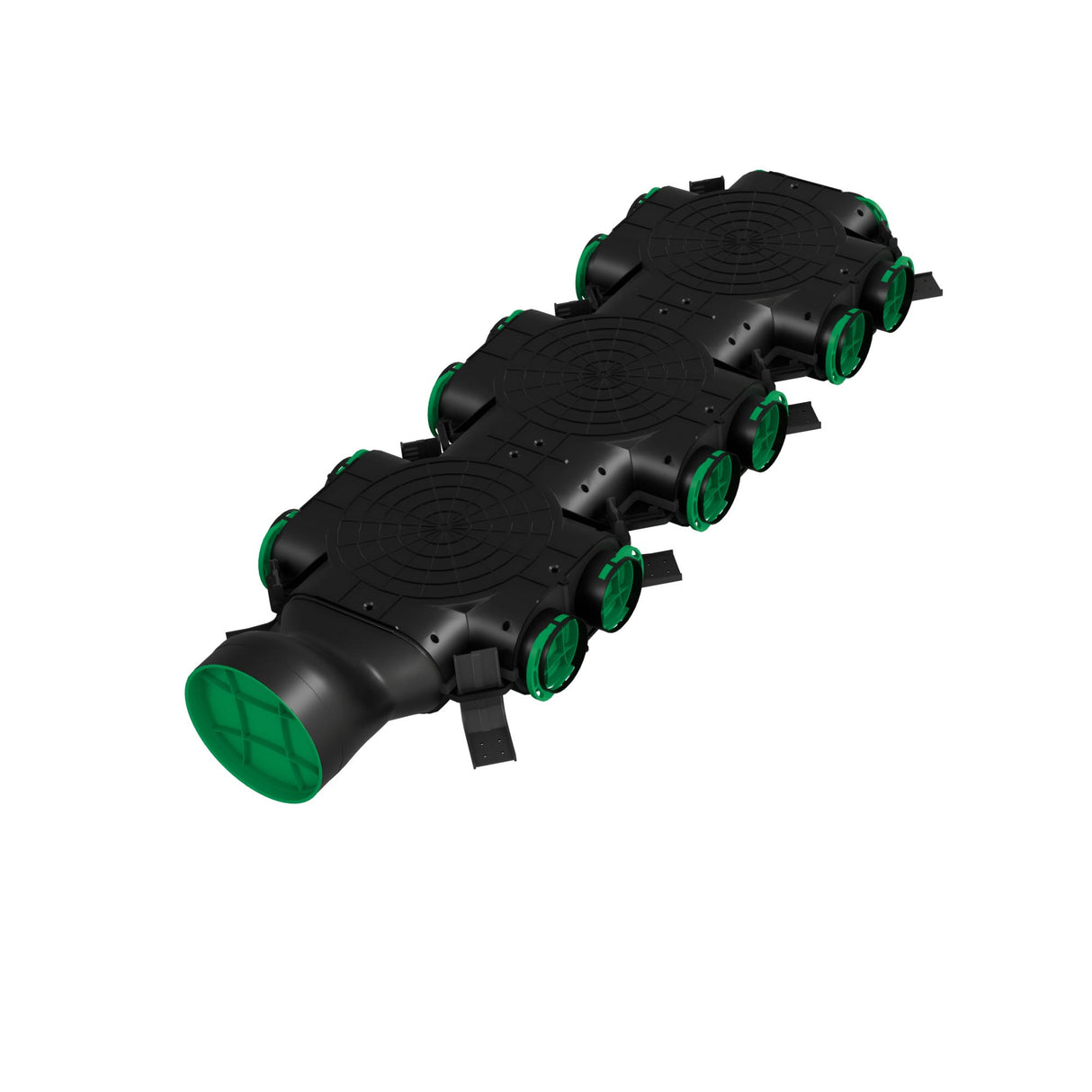 Cutie de distribuție cu racord lateral - Ø160 / 10xØ75 Awenta, Negru