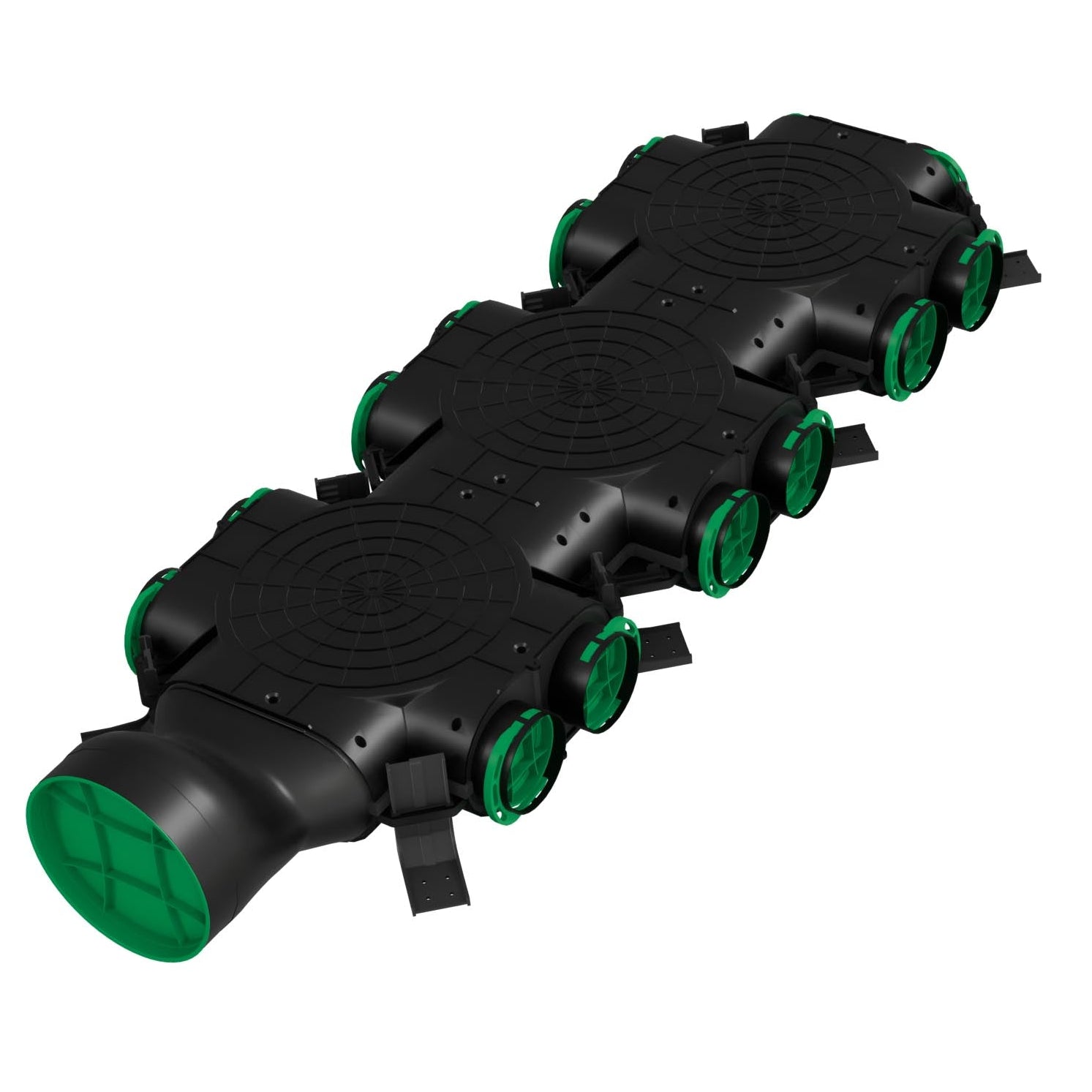 Cutie de distributie cu racord lateral Ø160 / 14xØ75 Awenta, Negru