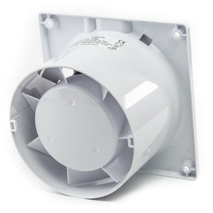 Ventilator baie dRim HS BB, Ø125, Super Silent, Senzor de umiditate si Timer, Debit 140 m3/h, Garantie 2 ani, Alb, Plexiglas