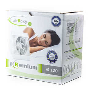 Ventilator baie pRemium Ø 120 HS, Debit 158 m3/h, Senzor de umiditate, Timer, Garantie 2 ani, Alb