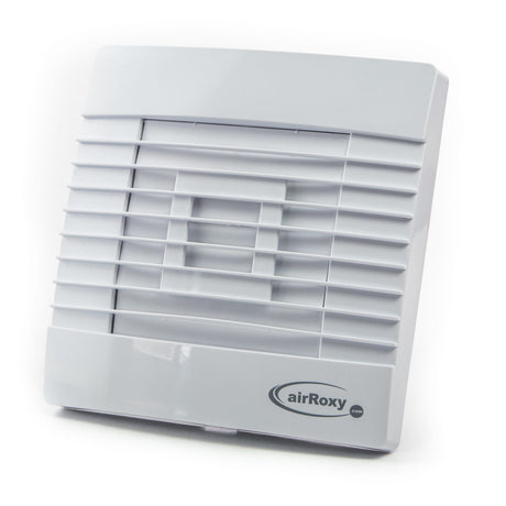 Ventilator baie pRestige HS cu lamele gravitationale Ø 100, Debit 97 m3/h, Senzor de umiditate, Timer, Garantie 2 ani, Alb+CADOU clapeta antiretur