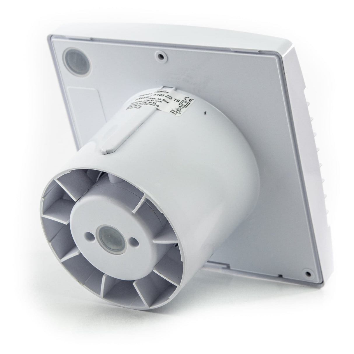 Ventilator baie pRestige MS cu lamele gravitationale Ø 100, Debit 97 m3/h, Senzor de miscare, Timer, Garantie 2 ani, Alb+CADOU clapeta antiretur