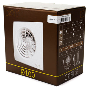 Ventilator baie AURA 4C Silent Clapeta antiretur, Garantie 2 ani, Motor Long Life 40000h, Debit 90mc/h Ø100mm