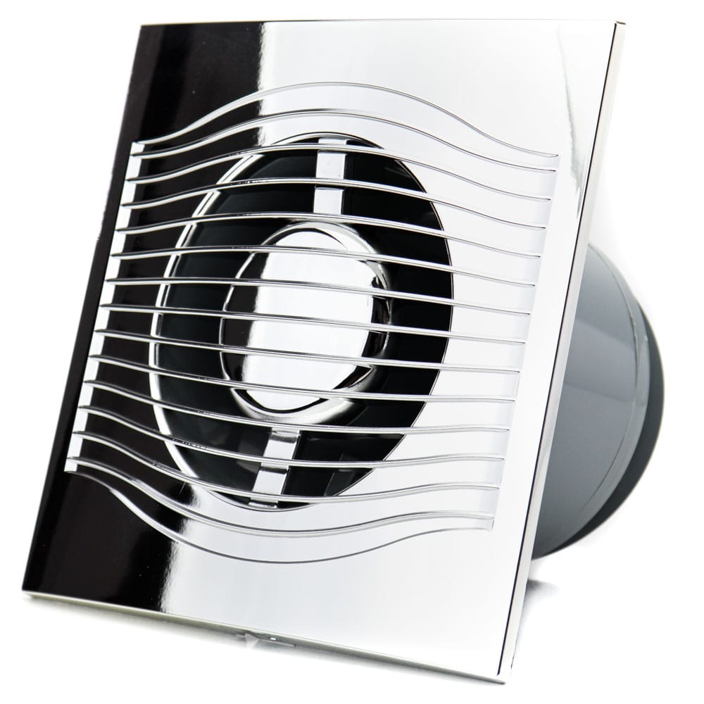 Ventilator baie SLIM 5C Ø125, Super Silent, Clapeta antiretur, Garantie 2 ani, Motor Long Life 40000h, Debit 140mc/h, Chrome