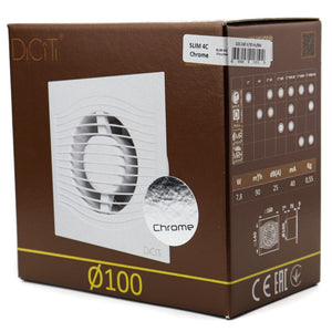 Ventilator baie SLIM 5C Ø125, Super Silent, Clapeta antiretur, Garantie 2 ani, Motor Long Life 40000h, Debit 140mc/h, Chrome