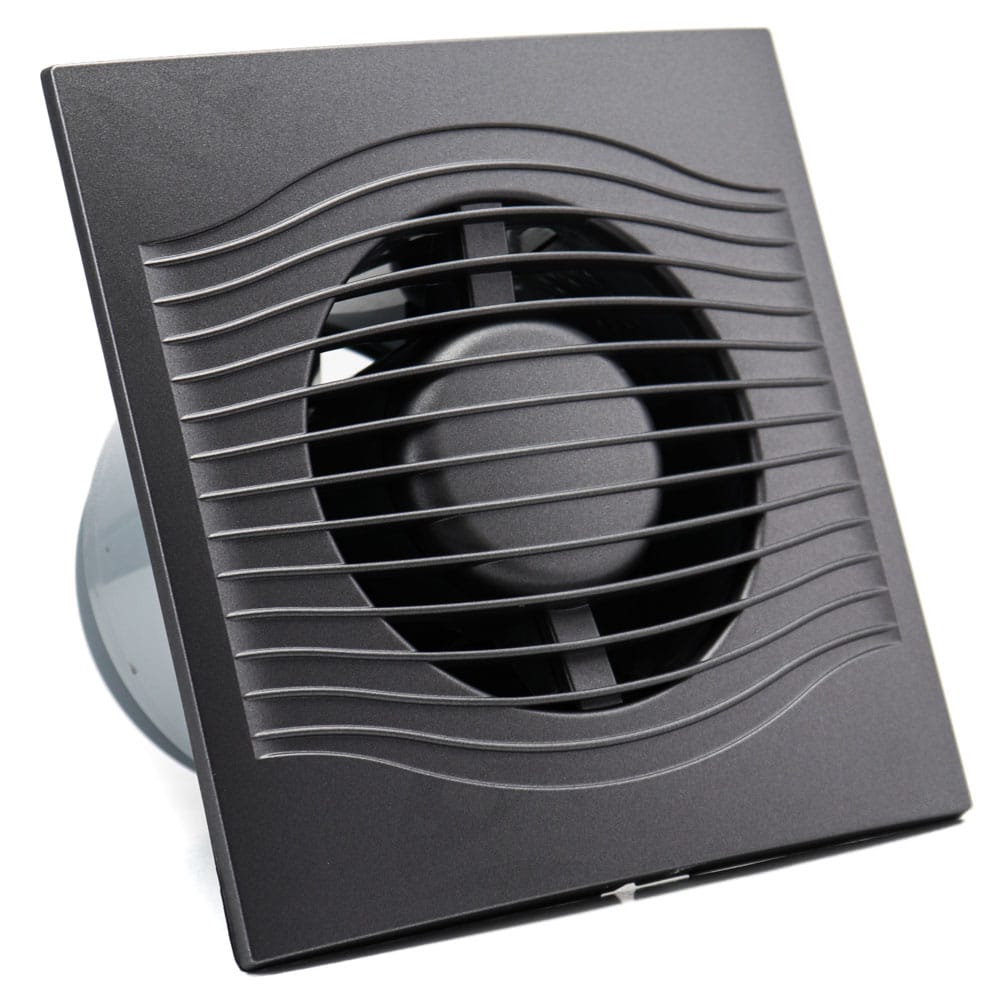 Ventilator baie SLIM 4C Ø100, Super Silent, Clapeta antiretur, Motor Long Life 40000h, Debit 90mc/h, Dark Gray Metal