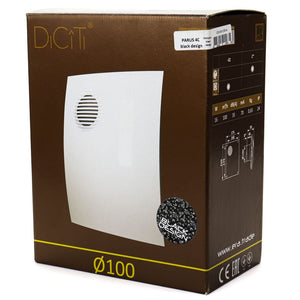 Ventilator baie PARUS 4C, Ø100, Silent, Garantie 2 ani, Debit 100mc/h, Motor Long Life 40000h, Black Design