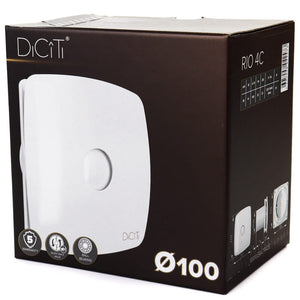 Ventilator de baie RIO 4C MRH, Debit 100 m3/h, Ø 98, Clapeta antiretur, Fusion Logic 1.1, Timer si senzor de umiditate
