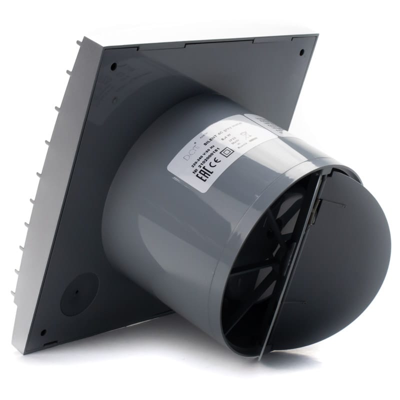 Ventilator baie SILENT 4C, Super Silent, Clapeta antiretur, Motor Long Life 40000h, Debit 90mc/h, Ø100mm, GRAY METAL