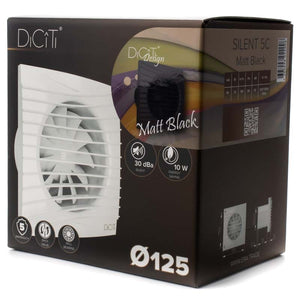 Ventilator baie SILENT 5C Matt Black, Super Silent, Clapeta antiretur, Motor Long Life 40000h, Debit 180mc/h, Ø125mm , Matt Black