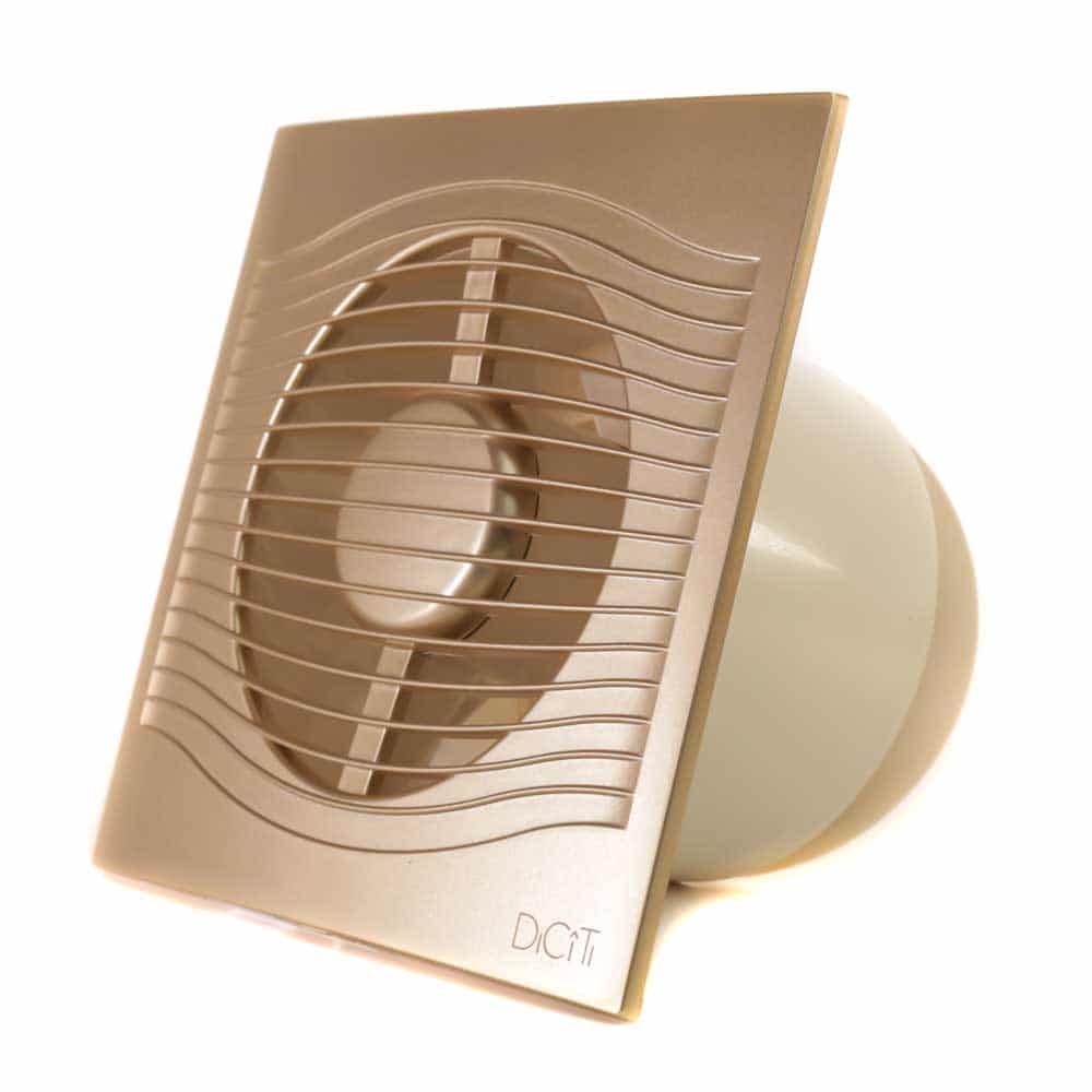 Ventilator baie SLIM 5C Ø125, Super Silent, Clapetă antiretur, Garanție 2 ani, Motor Long Life 40000h, Debit 140mc/h, Champagne