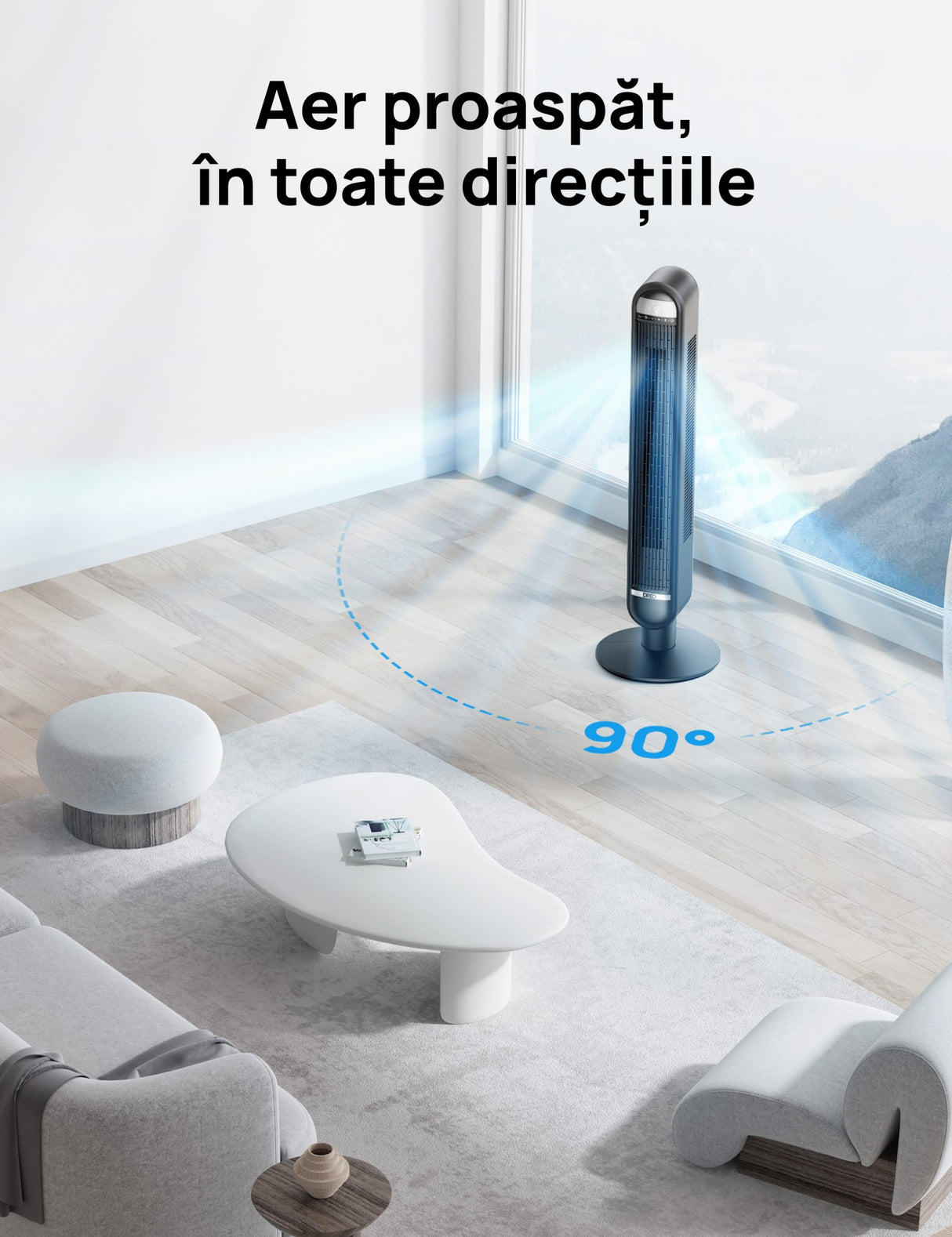 Ventilator Turn DREO Cruiser DR-HTF019, 6 viteze, 4 functii,106cm, HyperSilent 30dB, oscilatie 90°,telecomanda, negru