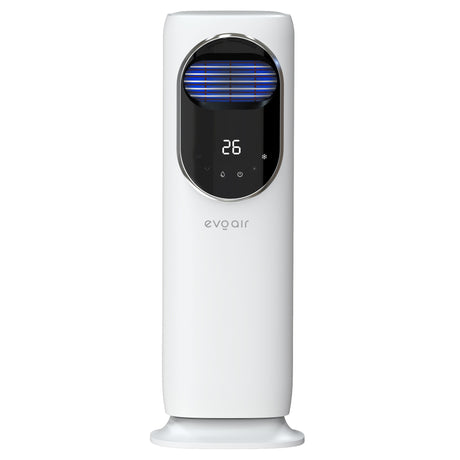 Ventilator turn 4 in 1 Evoair BRIIS SILVER BLACK, Functie Incalzire/Racire/Umidificare/Sterilizare UV, Telecomanda, 5 viteze, Pastile Racire 2+2 Cadou, Rezervor 3.15l, Display Negru, Contur Argintiu (Display cu mici imperfectiuni vizuale)