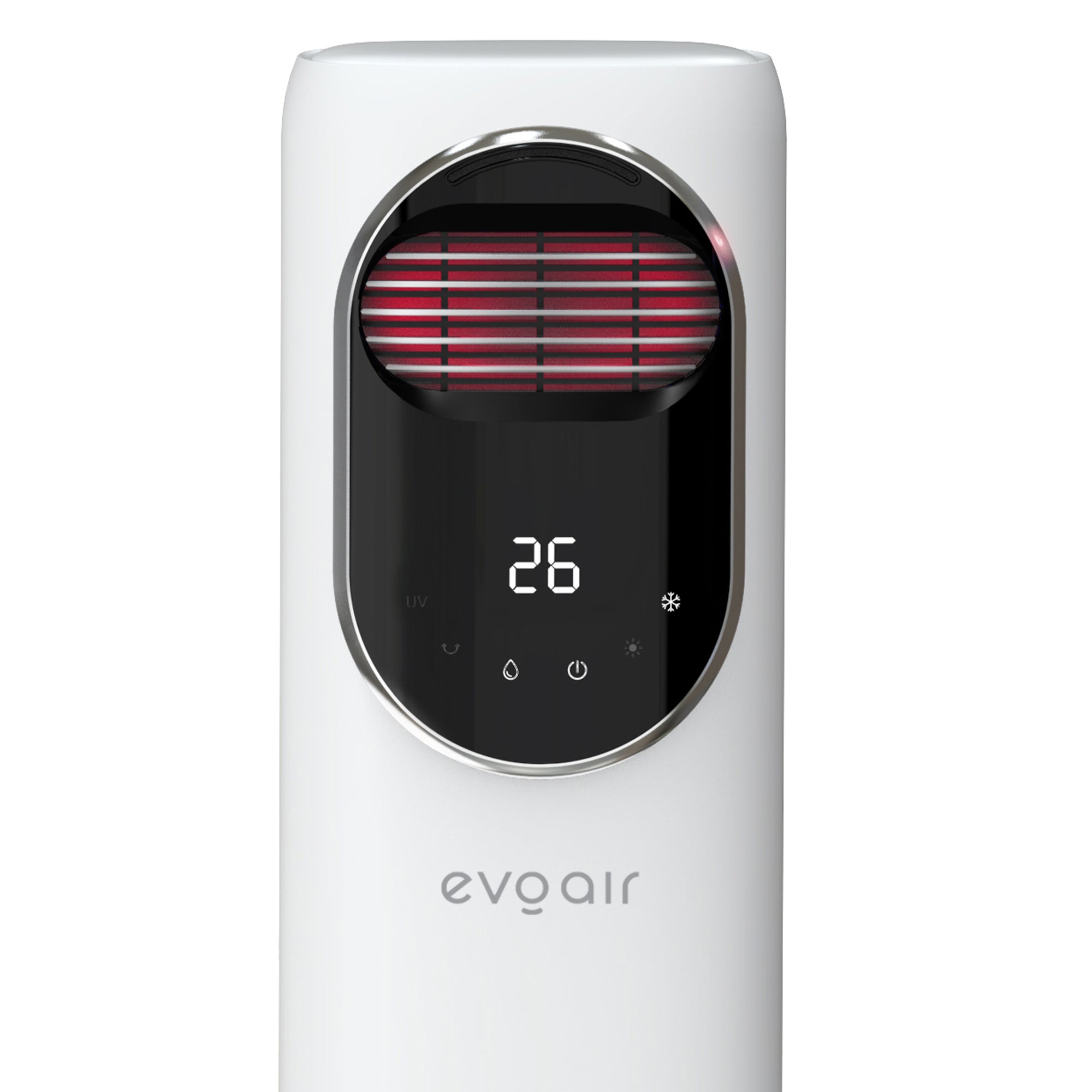 Ventilator turn 4 in 1 Evoair BRIIS SILVER, Aerotermă, Răcitor, Umidificator, Sterilizator UV, Telecomanda, 2 viteze Încălzire, 3 viteze Răcire, Pastile Racire 2+2 Cadou, Rezervor 3.15l Alb/Argintiu