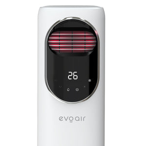 Ventilator turn 4 in 1 Evoair BRIIS SILVER, Aerotermă, Răcitor, Umidificator, Sterilizator UV, Telecomanda, 2 viteze Încălzire, 3 viteze Răcire, Pastile Racire 2+2 Cadou, Rezervor 3.15l Alb/Argintiu