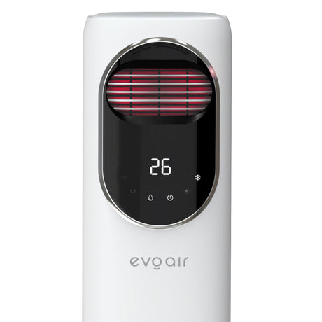 Ventilator turn 4 in 1 Evoair BRIIS SILVER BLACK, Functie Incalzire/Racire/Umidificare/Sterilizare UV, Telecomanda, 5 viteze, Pastile Racire 2+2 Cadou, Rezervor 3.15l, Display Negru, Contur Argintiu (Display cu mici imperfectiuni vizuale)