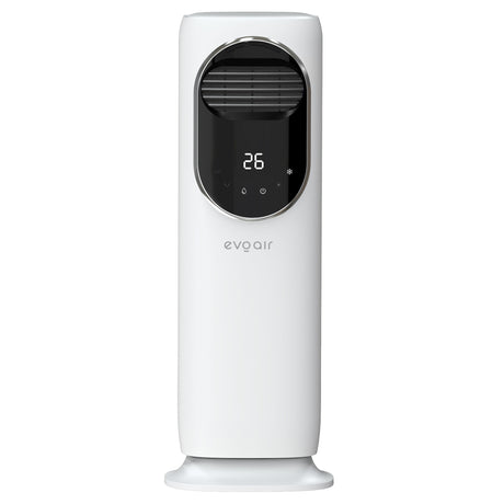 Ventilator turn 4 in 1 Evoair BRIIS SILVER BLACK, Functie Incalzire/Racire/Umidificare/Sterilizare UV, Telecomanda, 5 viteze, Pastile Racire 2+2 Cadou, Rezervor 3.15l, Display Negru, Contur Argintiu (Display cu mici imperfectiuni vizuale)