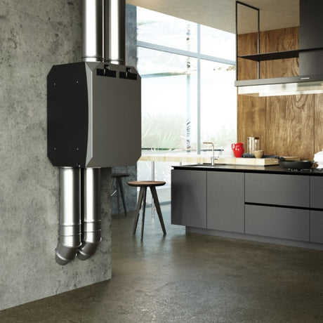 Centrala de Ventilatie cu recuperare de caldura BSK NOTUS preheater 1KW , cu montaj pe perete, Debit de aer 375 m3/h, Conexiune WiFi integrata (controller optional), preheater 1000W integrat, Montaj Orizontal sau Vertical