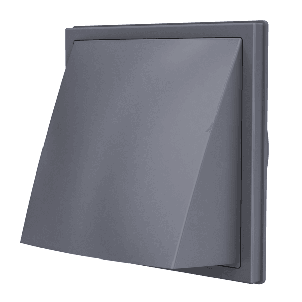 Grila ventilatie Ø100mm patrata cu clapeta antiretur, exterior, 150x150, ASA plastic, Gray