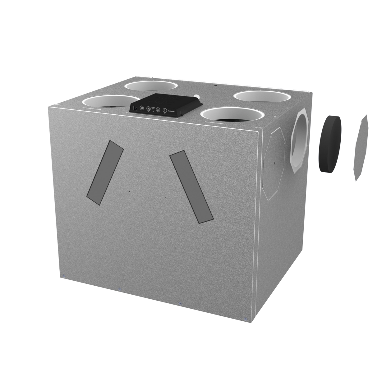 Centrală de ventilație cu recuperare de căldură Dantherm RCV480 P1, Senzor de umiditate inclus, Panou de control integrat, Free Cooling, Carcasă din oțel galvanizat