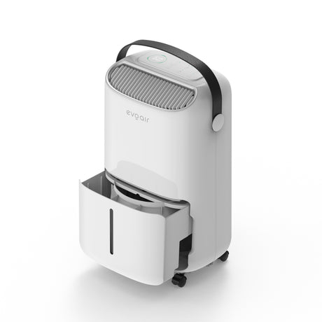 Dezumidificator Evoair, NovaDry 16 Smart, 16l/24h, Senzor de Umiditate, Functie Ionizare, Uscare Rufe, Rezervor 2.5l, Lampa UVC, Alb, Curea Neagra