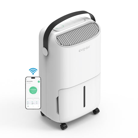Resigilat! Dezumidificator Evoair, NovaDry 16 Smart, 16l/24h, Senzor de Umiditate, Functie Ionizare, Uscare Rufe, Rezervor 2.5l, Lampa UVC, Alb, Curea Neagra