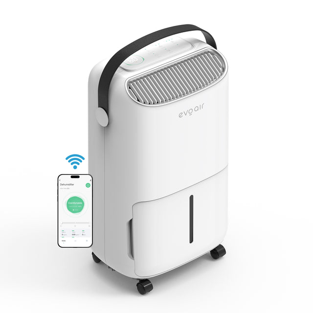 Resigilat! Dezumidificator Evoair, NovaDry 16 Smart, 16l/24h, Senzor de Umiditate, Functie Ionizare, Uscare Rufe, Rezervor 2.5l, Lampa UVC, Alb, Curea Neagra