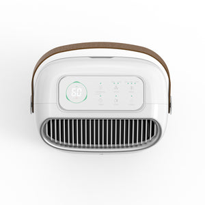 Dezumidificator Evoair, NovaDry 12 Smart, 12l/24h, Senzor de Umiditate, Functie Ionizare, Uscare Rufe, Rezervor 2.5l, Lampa UVC, Alb, Curea Maro