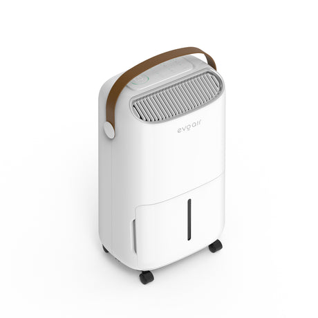 Resigilat! Dezumidificator Evoair, NovaDry 12 Smart, 12l/24h, Senzor de Umiditate, Functie Ionizare, Uscare Rufe, Rezervor 2.5l, Lampa UVC, Alb, Curea Maro