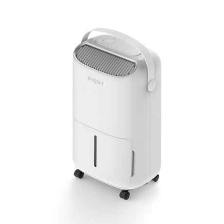 Dezumidificator evoair, NovaDry 12 Smart, 12l/24h, Senzor de Umiditate, Functie Ionizare, Uscare Rufe, Rezervor 2.5l, Lampa UVC, Alb, Curea Crem