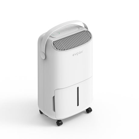 Dezumidificator Evoair, NovaDry 16 Smart, 16l/24h, Senzor de Umiditate, Functie Ionizare, Uscare Rufe, Rezervor 2.5l, Lampa UVC, Alb, Curea Crem