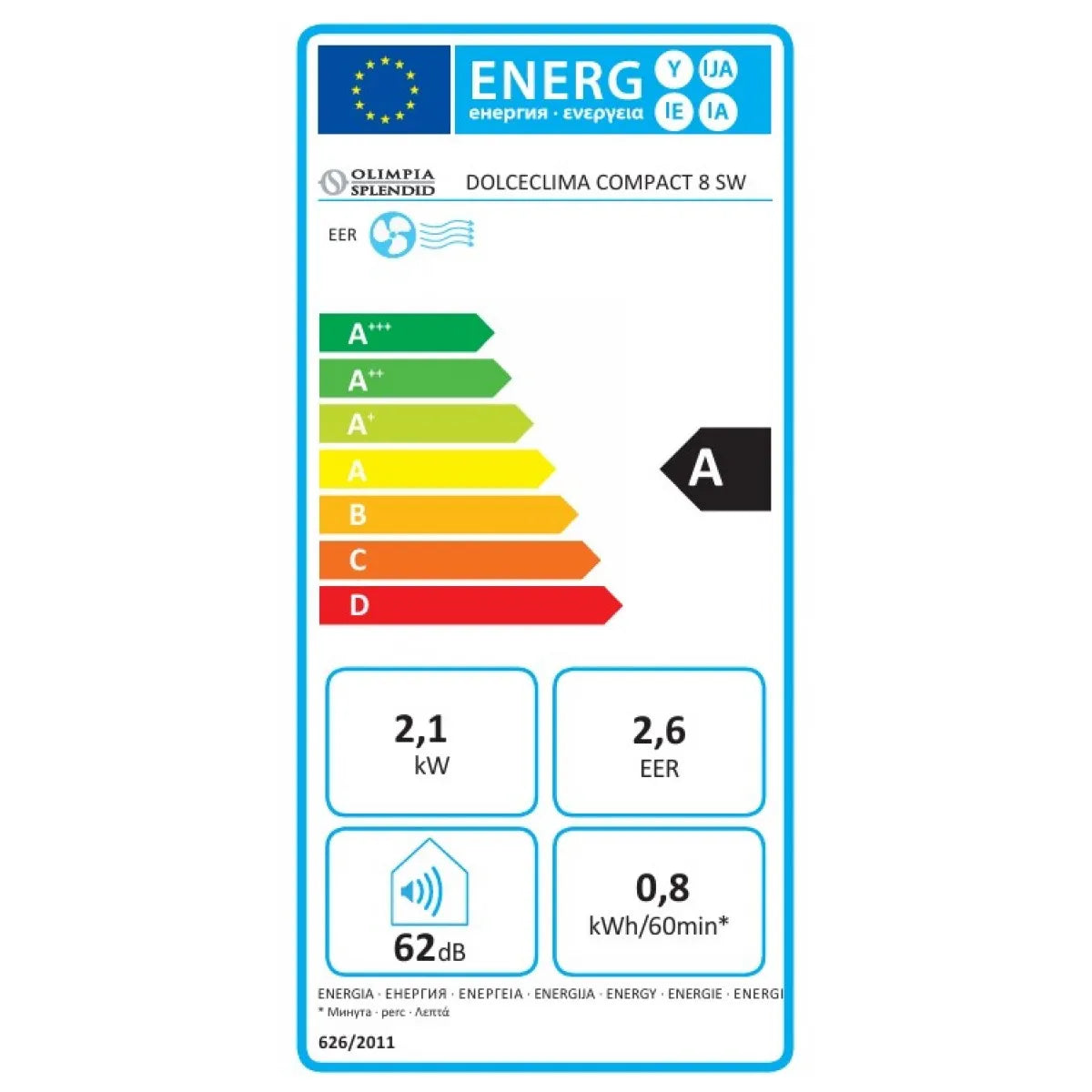 Aer condiționat portabil Olimpia Splendid DOLCECLIMA COMPACT 8 SW, 8.000 BTU
