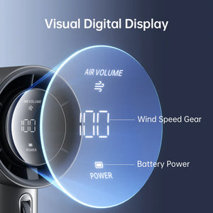 Ventilator portabil de mână JISULIFE Pro1, autonomie 2-12h, baterie 3600mAh, 100 viteze, încărcare rapidă, Afișaj LED, Alb
